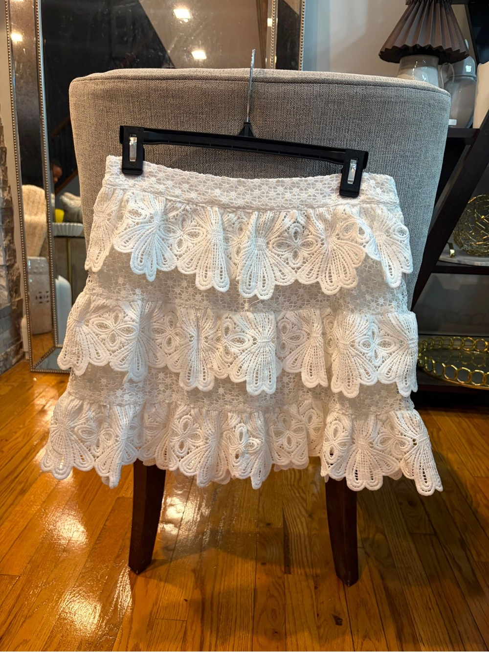 Women’s Tiered Lace Mini Skirt - White